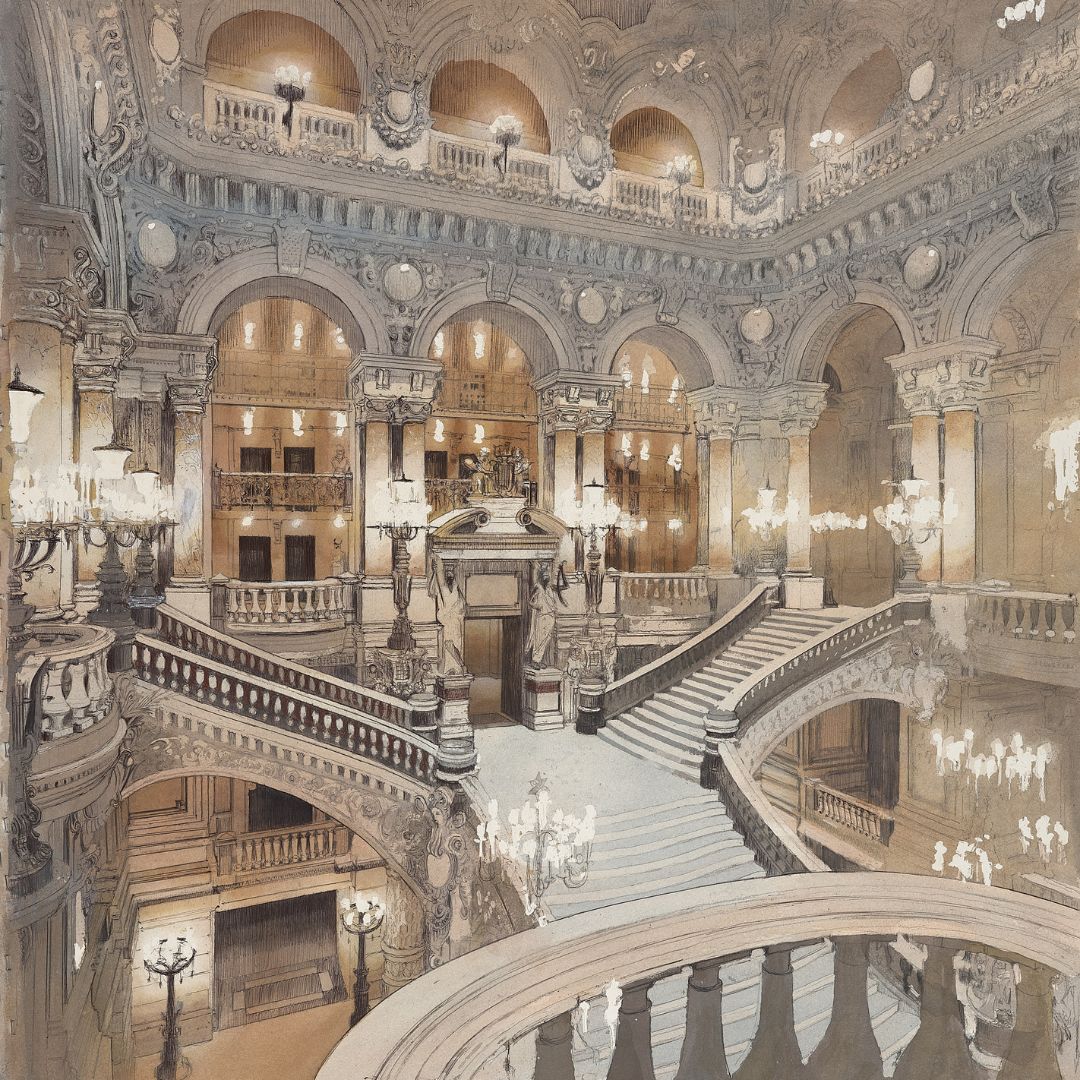 Le grand hall de l'Opéra Garnier de Charles Villeneuve